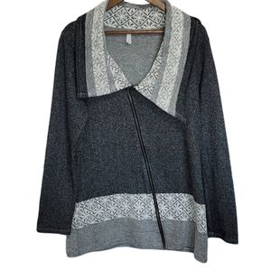 VANITY Zip Gray Cardigan with Collar X-LAR…